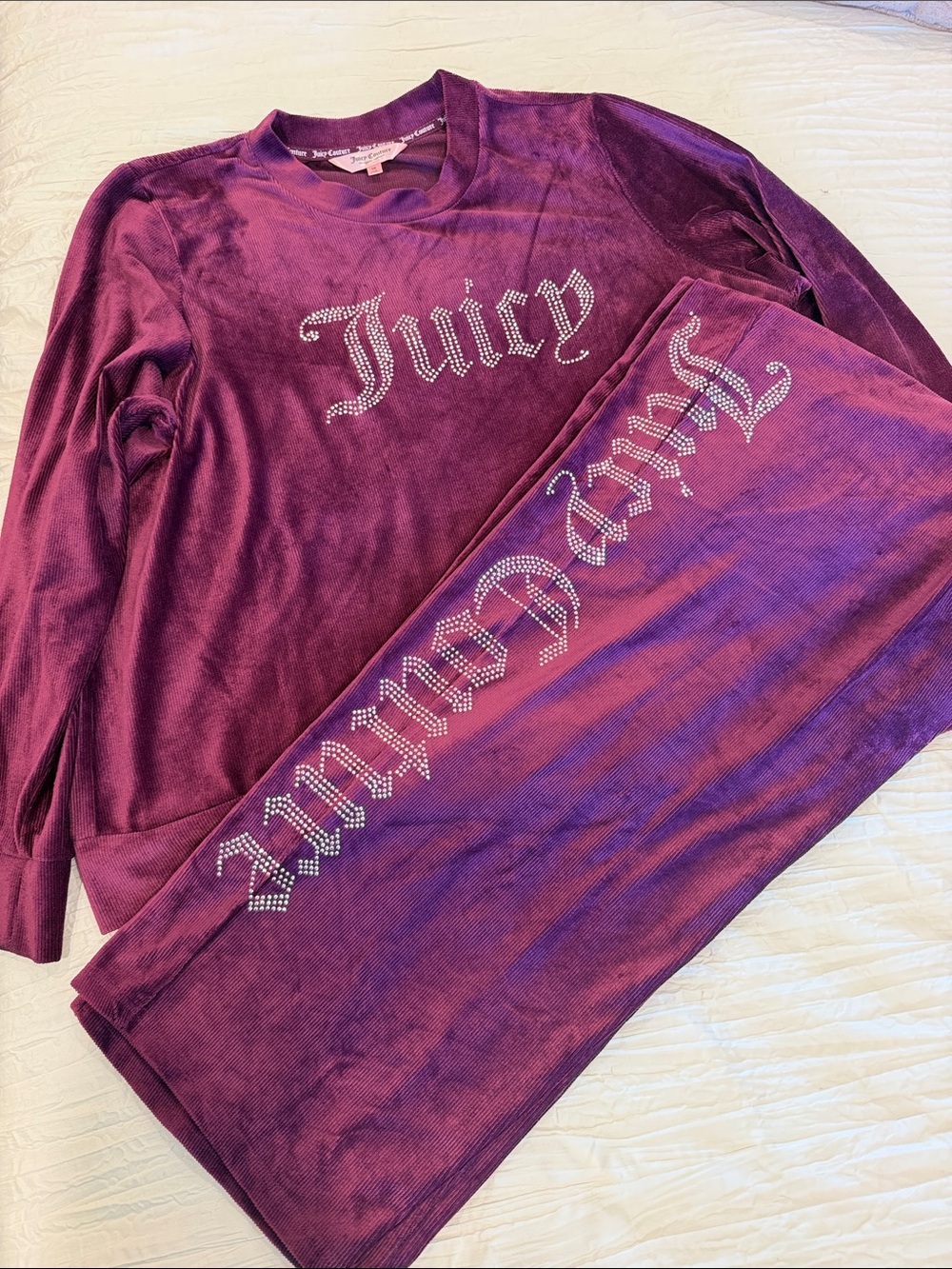 Juicy Couture Purple Velour Sleep Top with Logo Tape